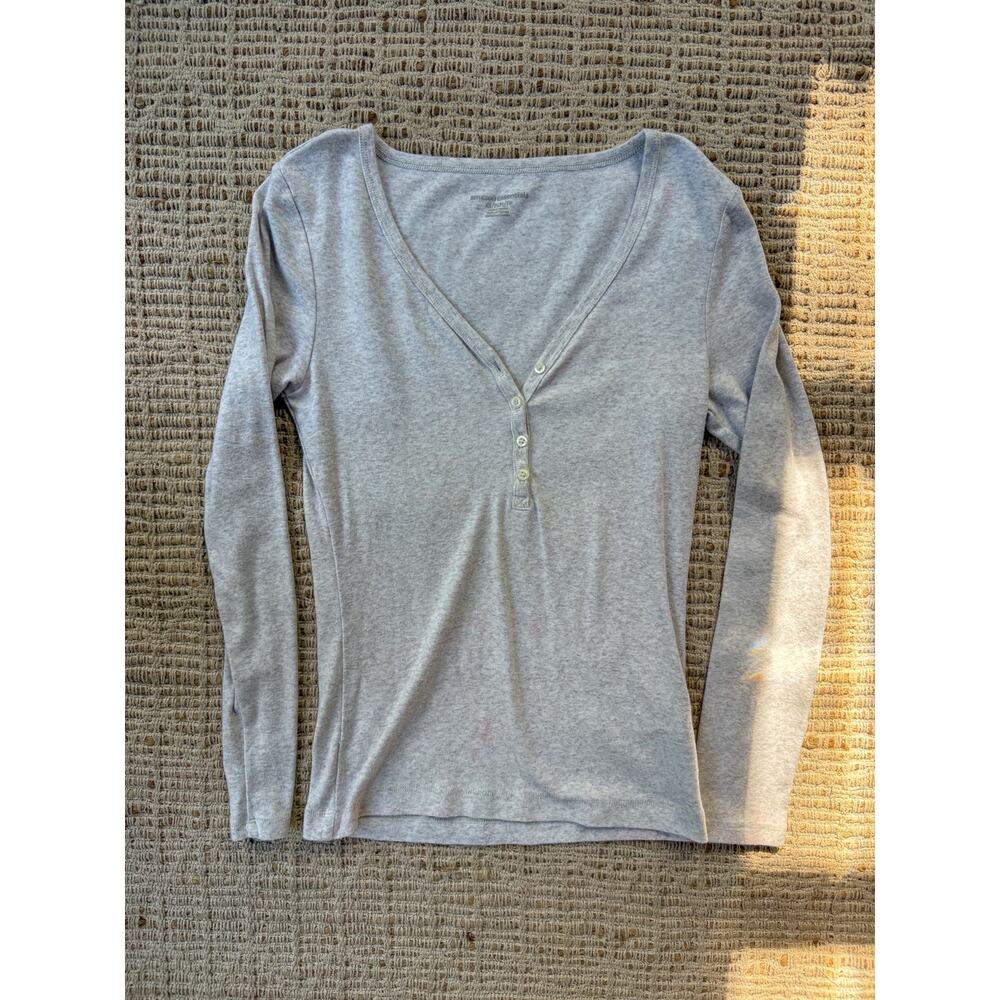 Amazon Essentials Gray Long Sleeve Henley Top XS